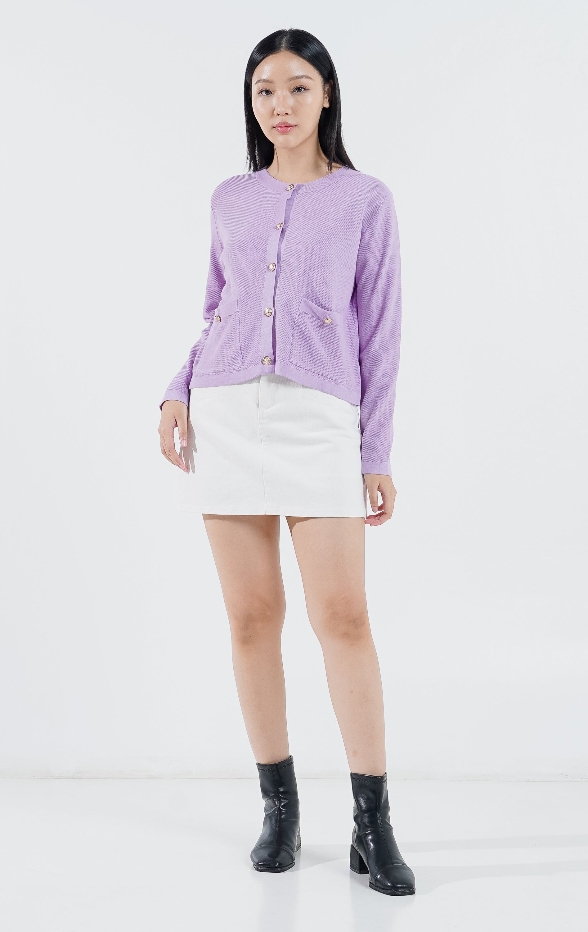 Thalia Knit Cardigan Purple