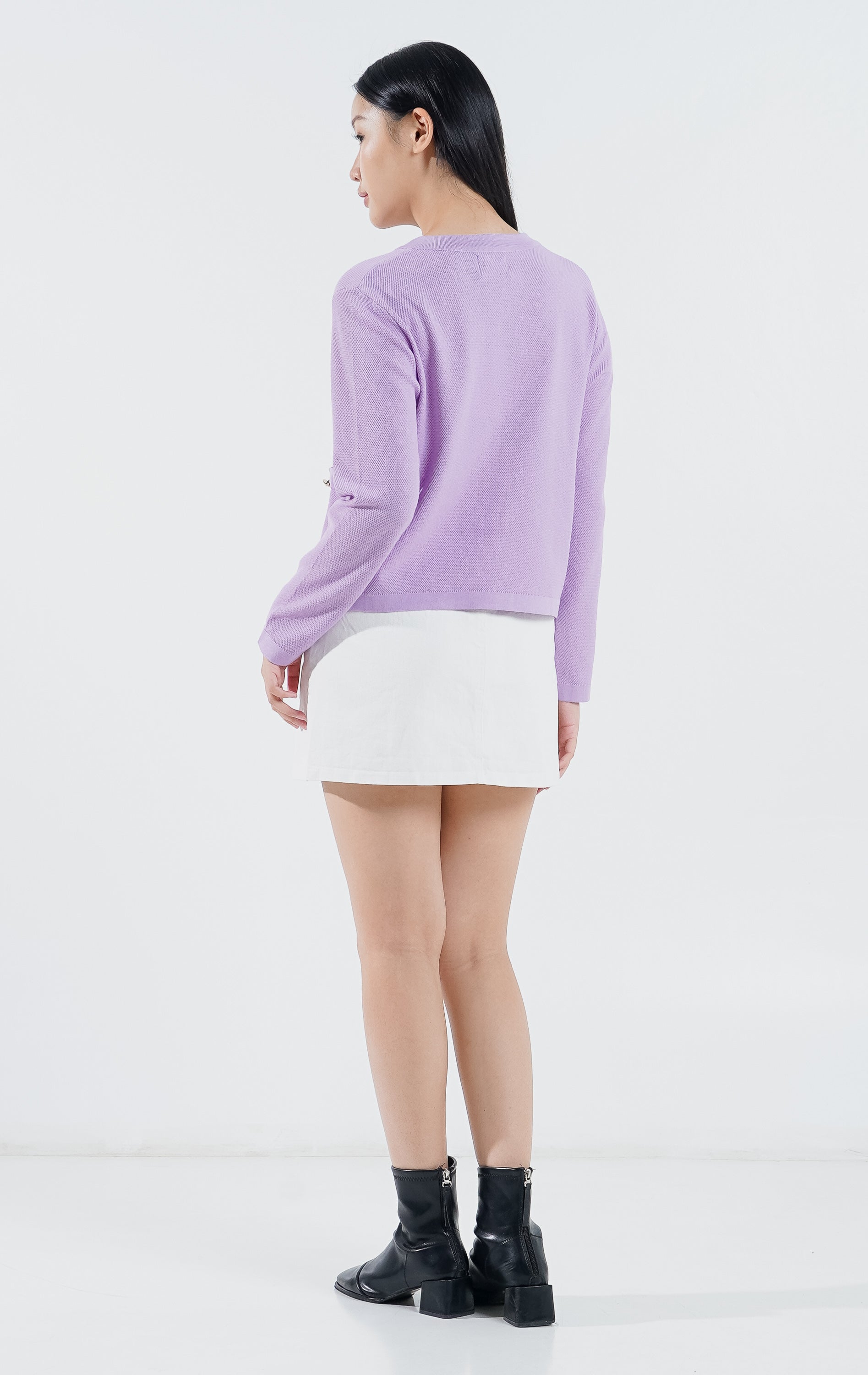 Thalia Knit Cardigan Purple