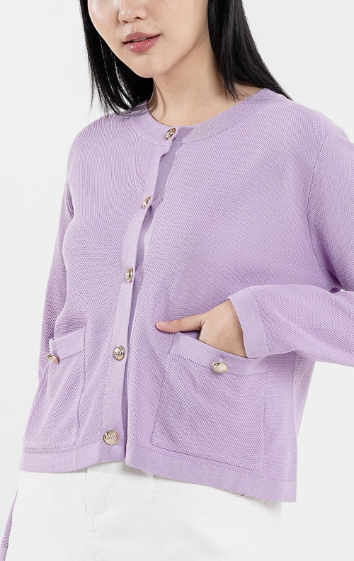 Thalia Knit Cardigan Purple