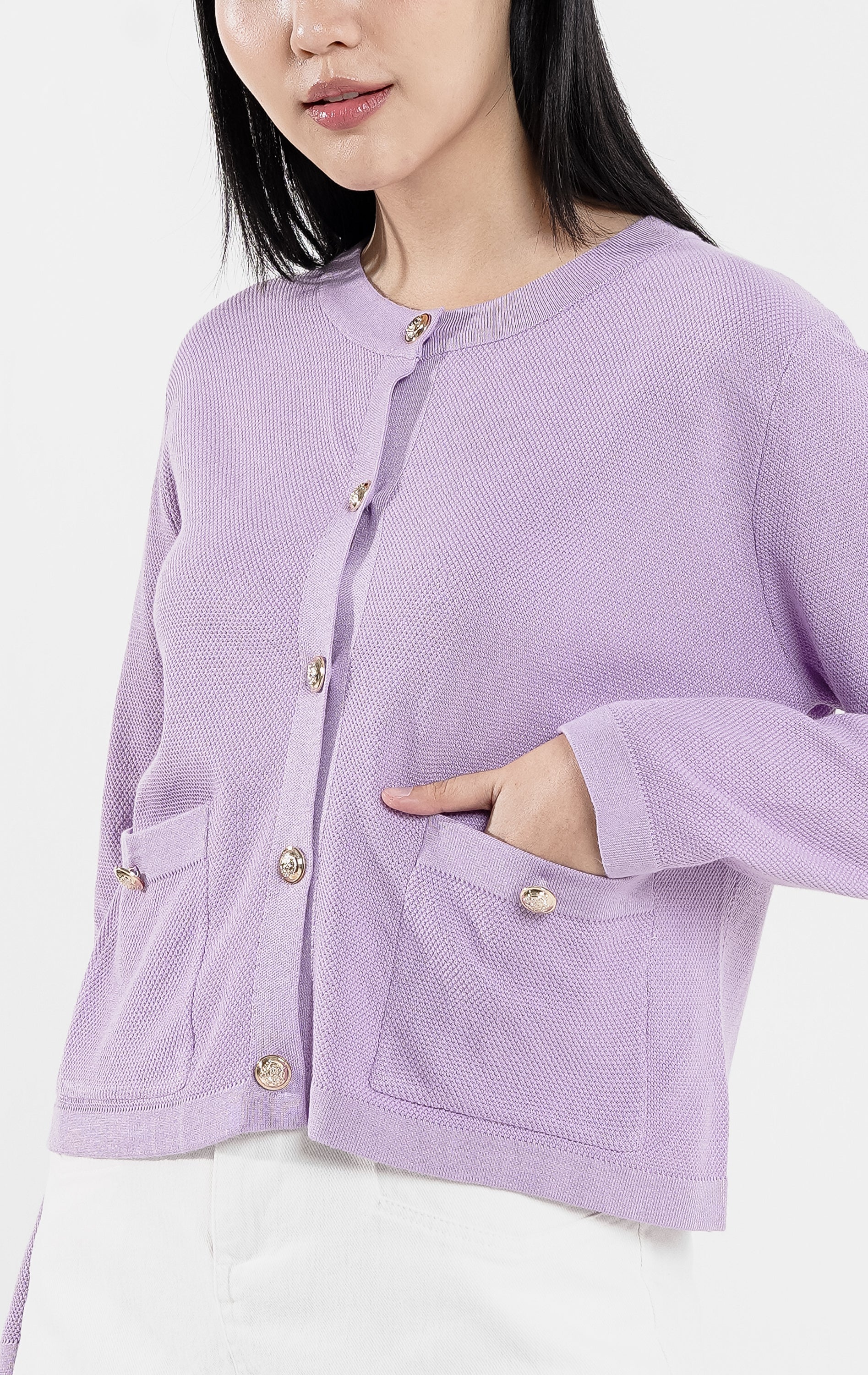 Thalia Knit Cardigan Purple
