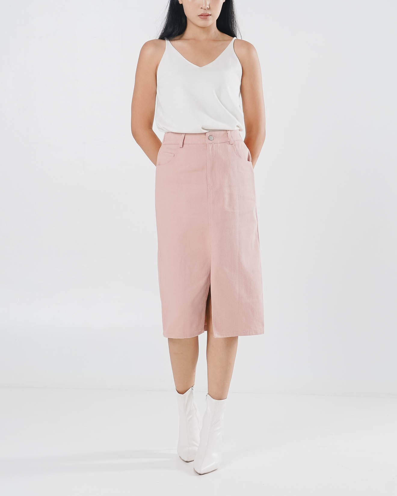 Camryn A-Line Pink Skirt – Rok Korean Casual Wanita