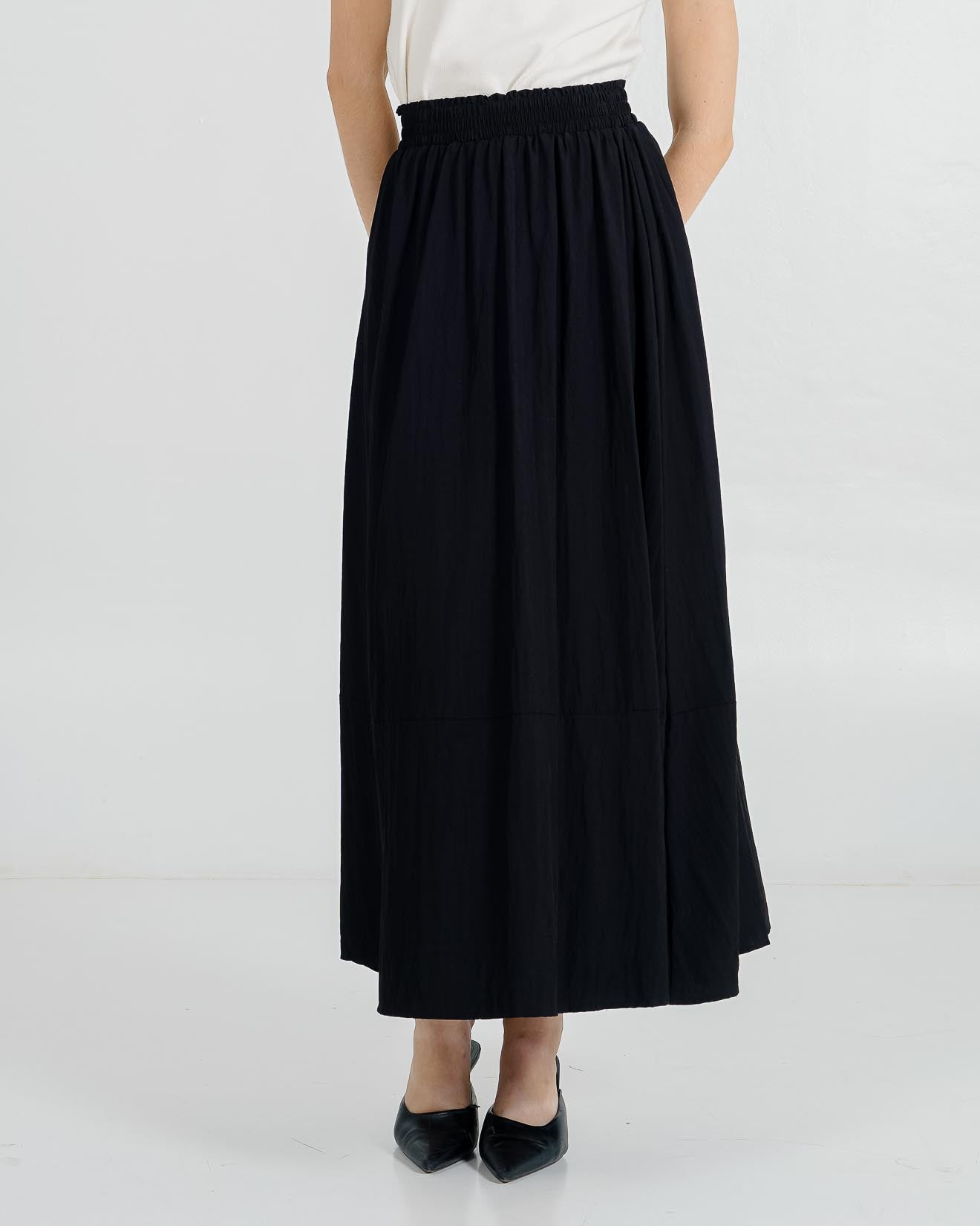 Anya Anya A-Line Skirt Black - Rok Midi Wanita Kekinian