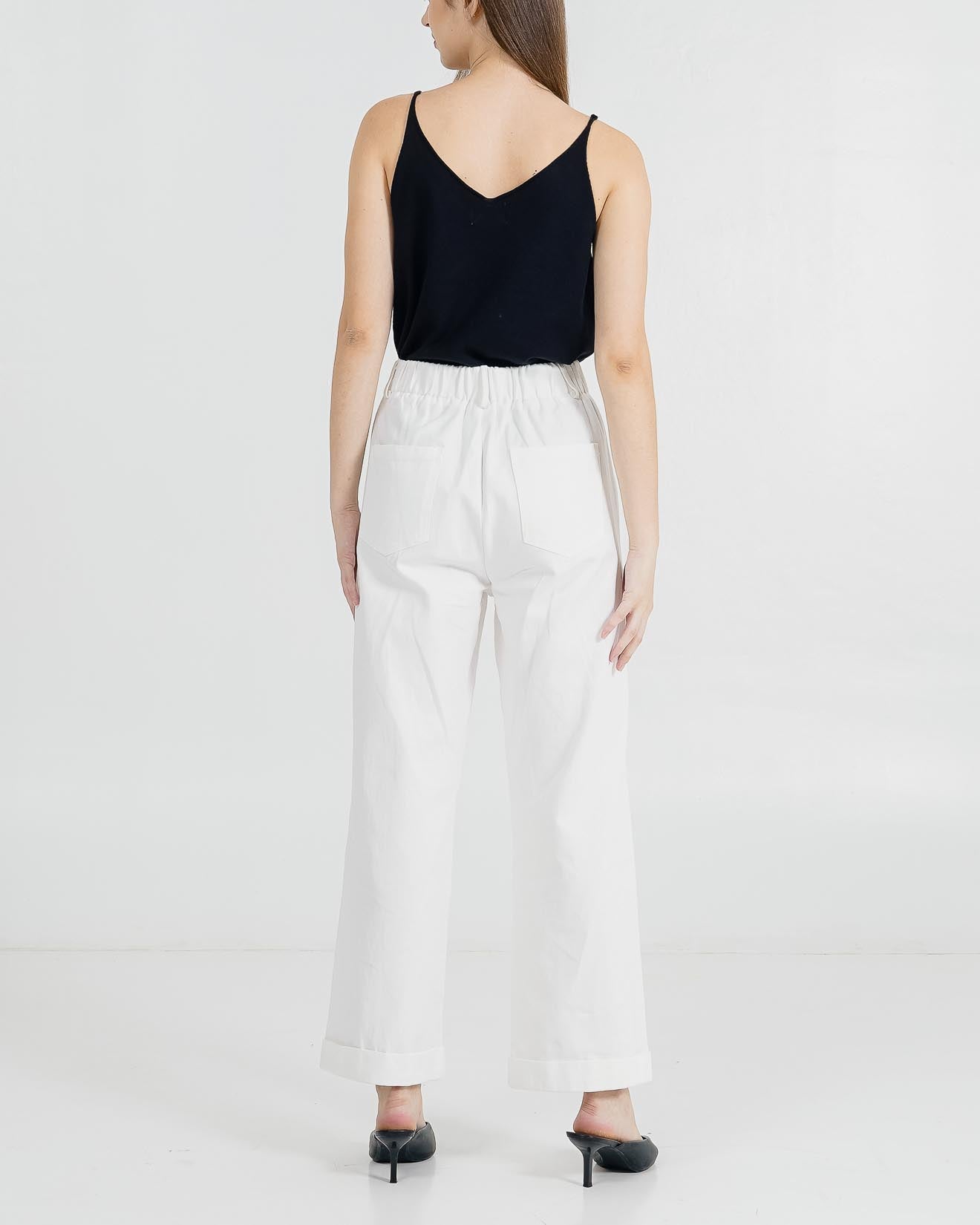 Leighton Straight White Pants – Celana Kulot Wanita Casual