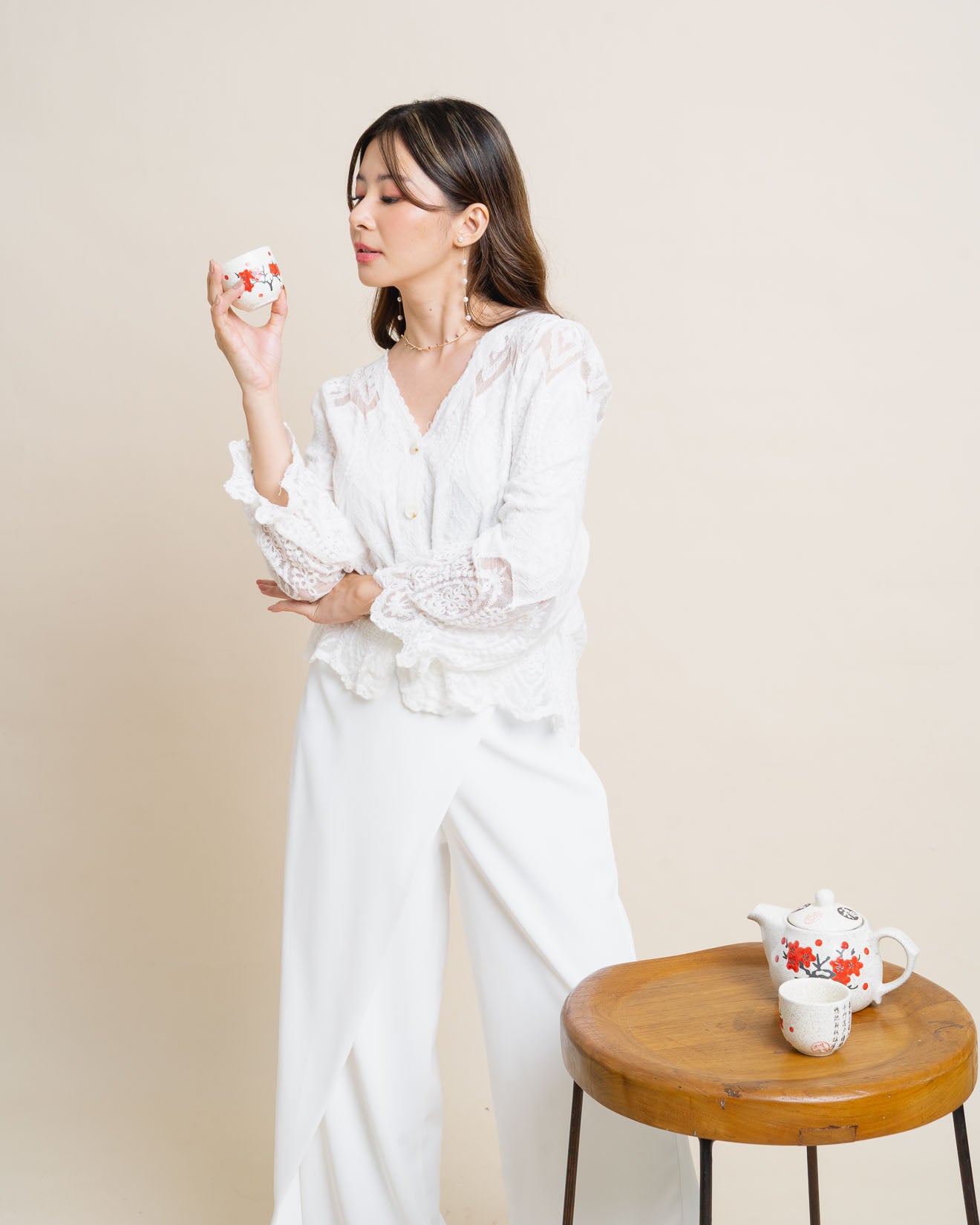 CNY Dandelion Wrap White Pants – 288207