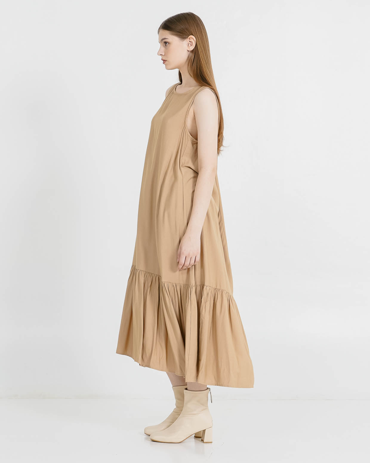 Leticia Sleeveless Brown Dress – Midi Dress Wanita Kekikinian