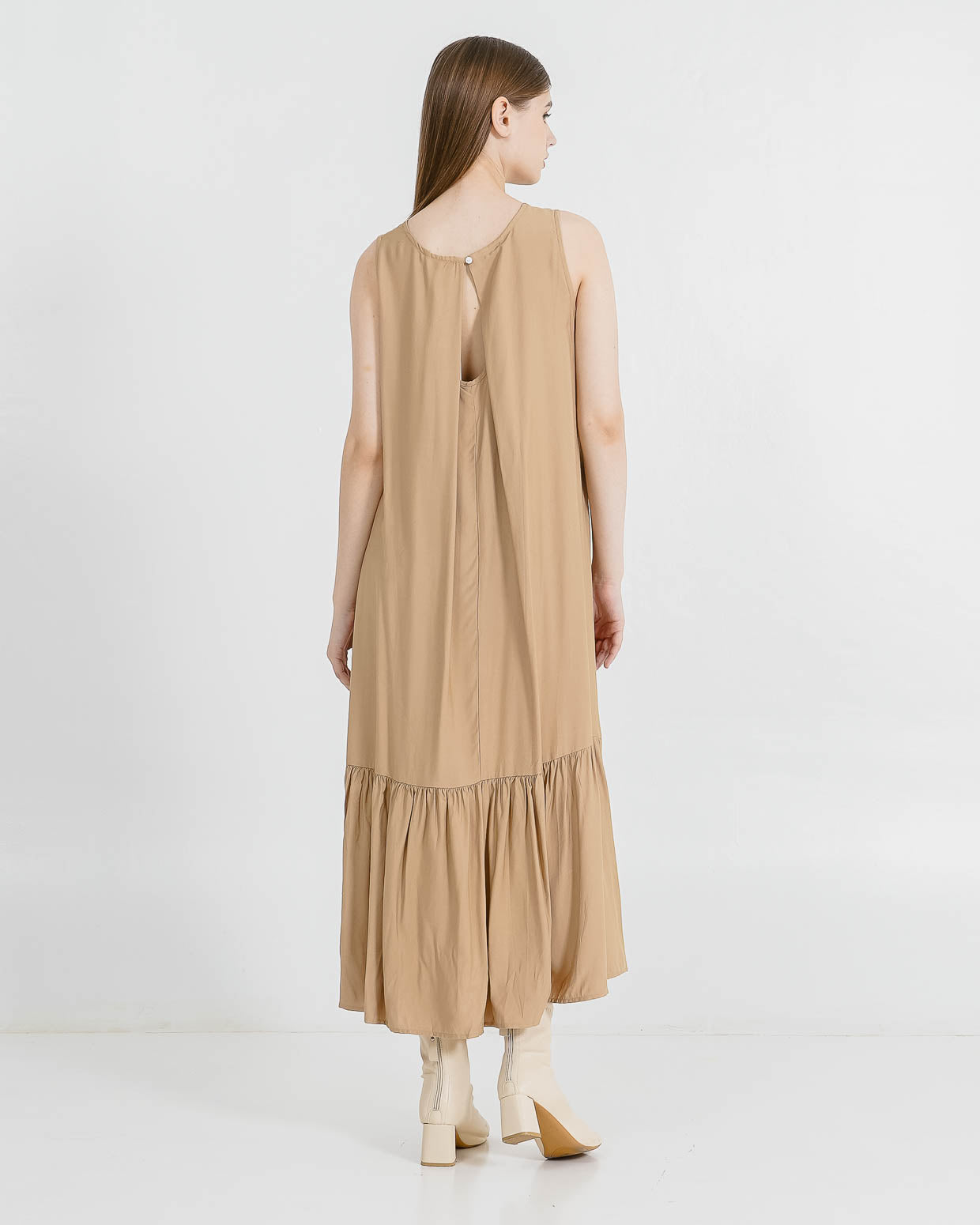 Leticia Sleeveless Brown Dress – Midi Dress Wanita Kekikinian
