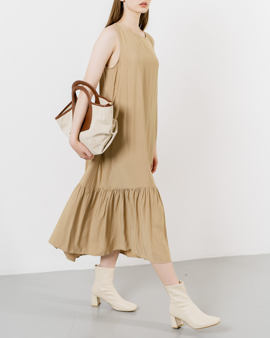 Leticia Sleeveless Brown Dress – Midi Dress Wanita Kekikinian