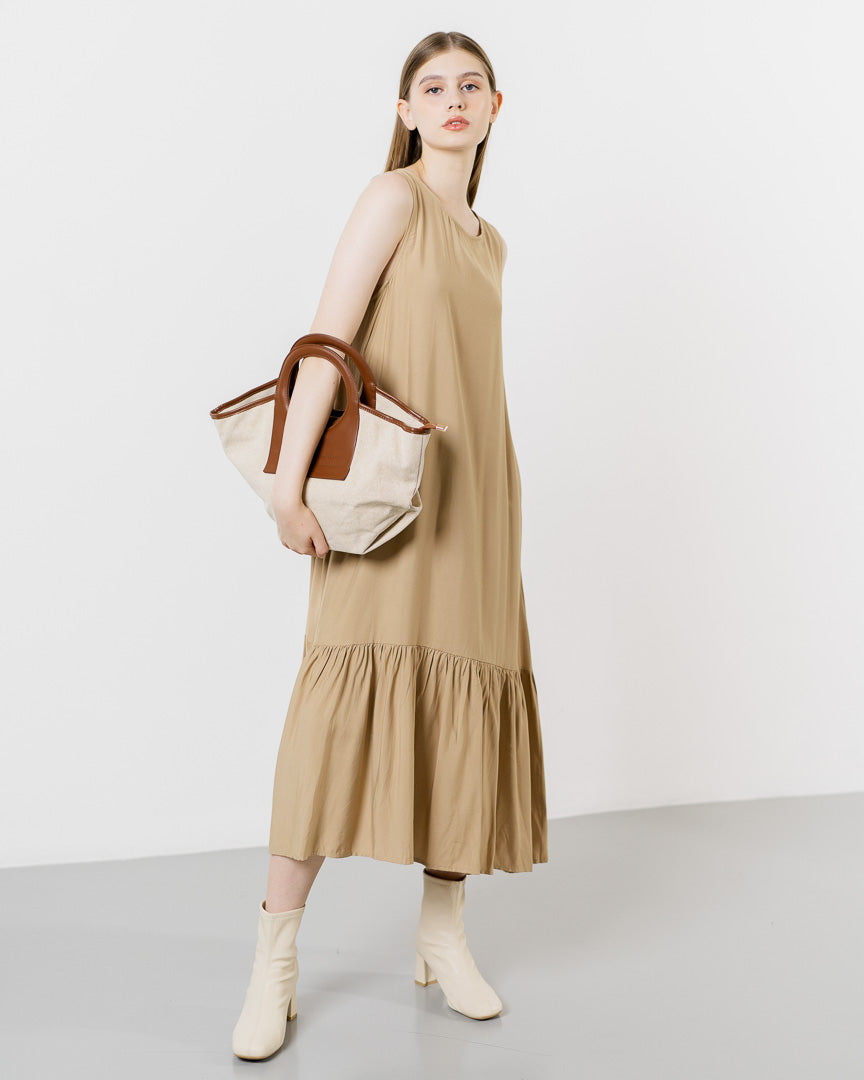 Leticia Sleeveless Brown Dress – Midi Dress Wanita Kekikinian