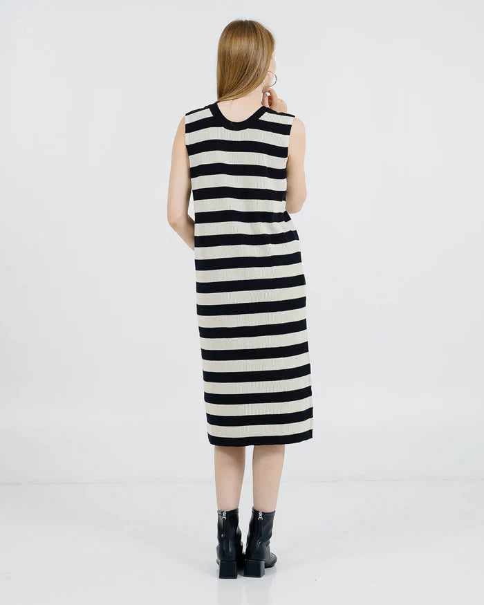 Yoona Stripe Dress Black