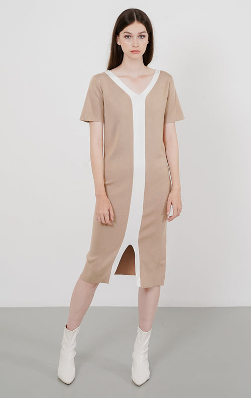 Marcelina Knit Dress Taupe
