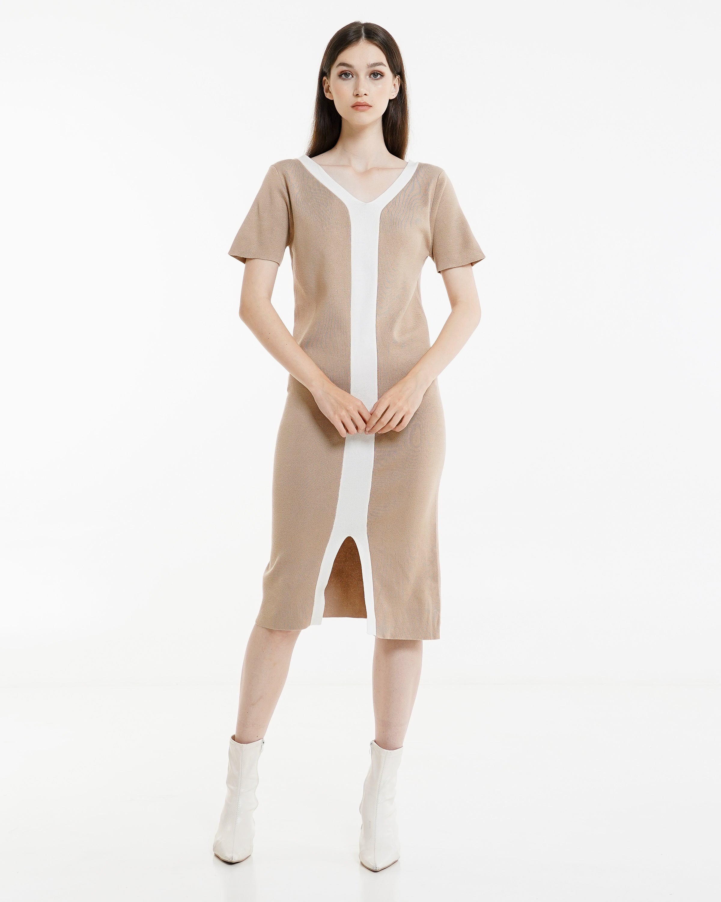 Marcelina Knit Dress Taupe