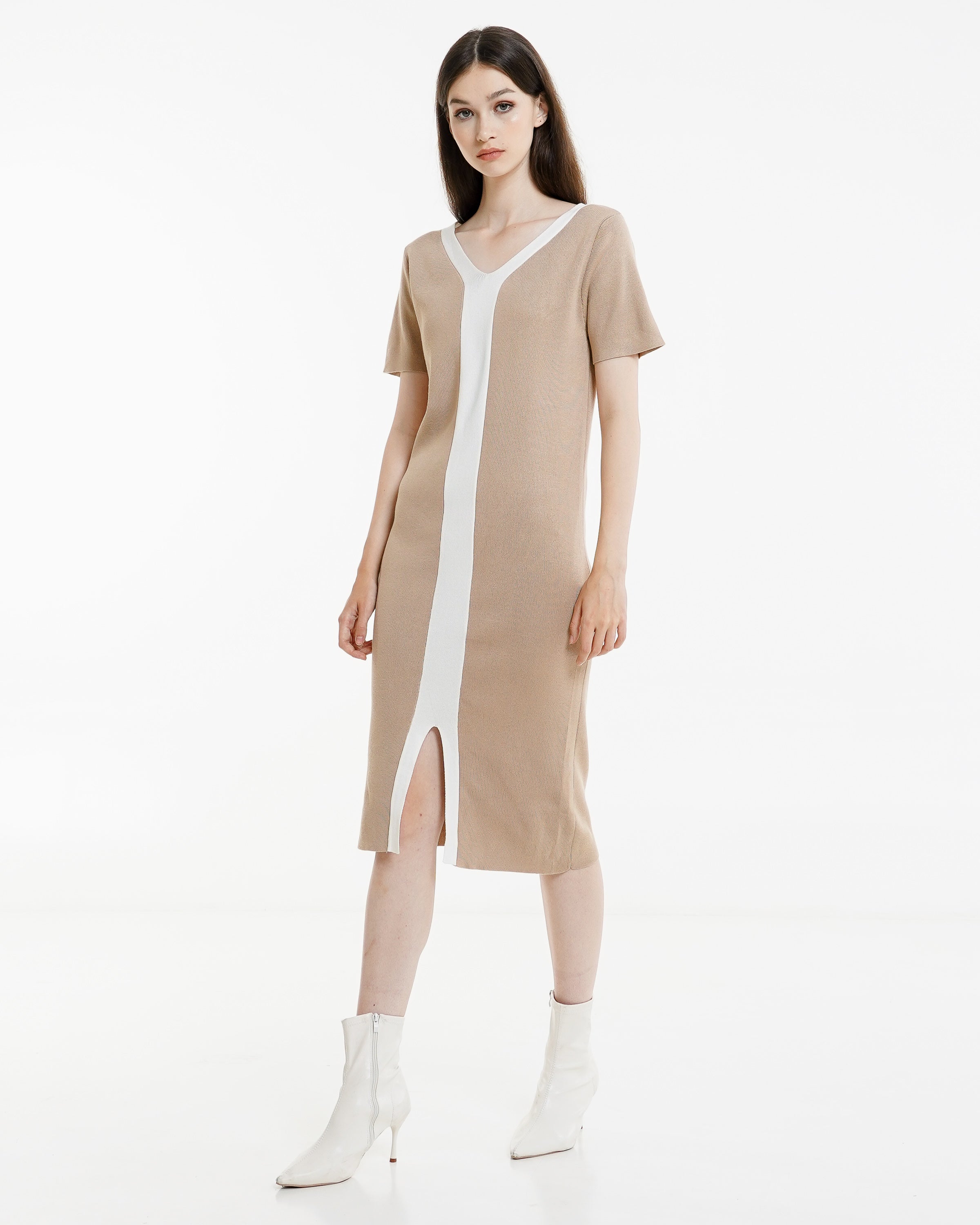 Marcelina Knit Dress Taupe