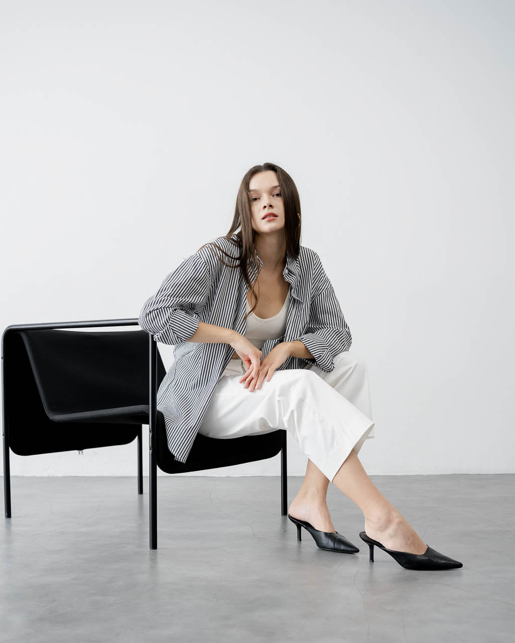 Harlow Stripped Oversize Black Shirt - 187221