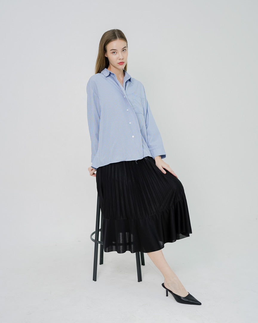 Debora Oversized Stripe Blue Shirt – 186113