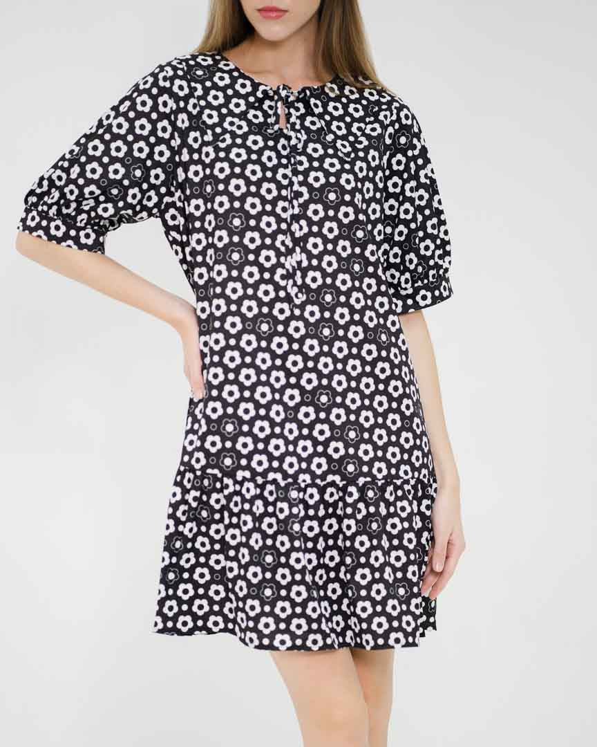 Jessy Printed Flower Black Dress – 786942