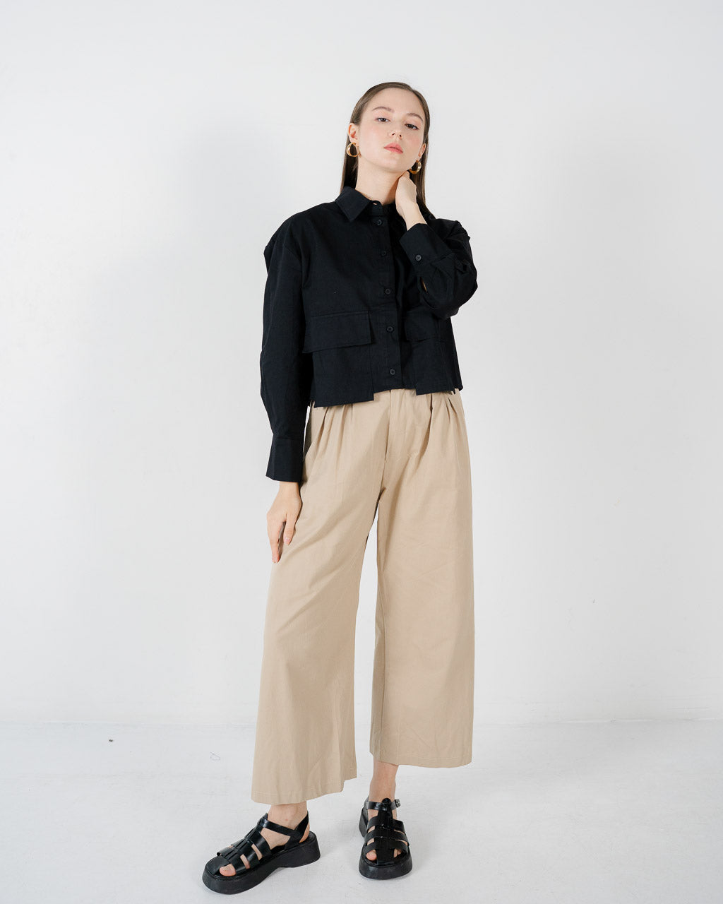 Josie Crop Black Shirt – Atasan Wanita - 188246