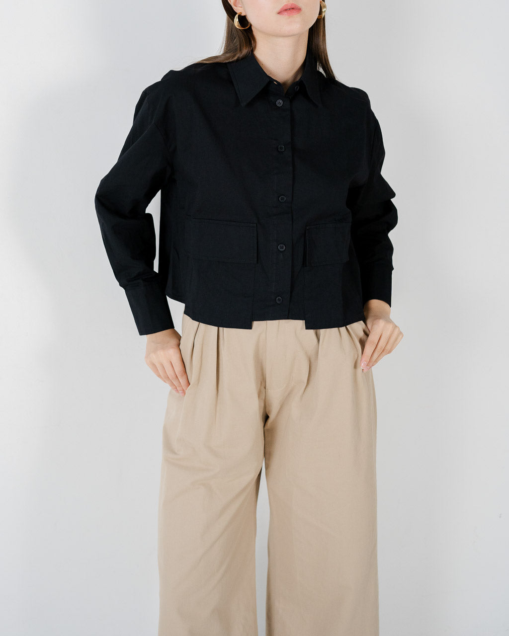 Josie Crop Black Shirt – Atasan Wanita - 188246