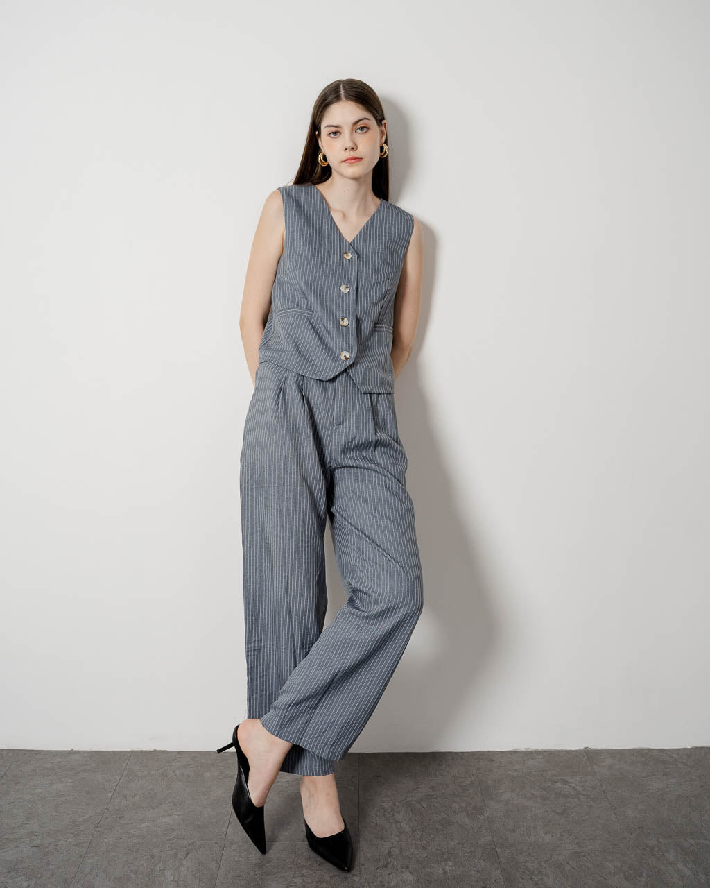 Carra Stripped Grey Vest – 187952