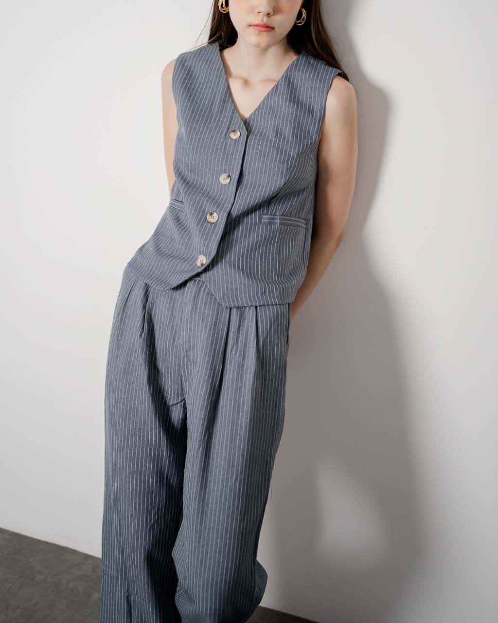 Carra Stripped Grey Vest – 187952