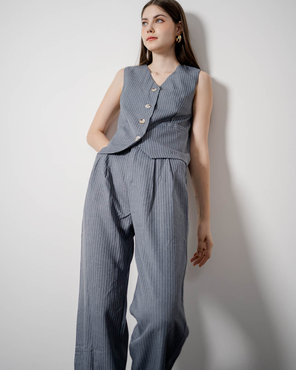 Carra Stripped Grey Vest – 187952