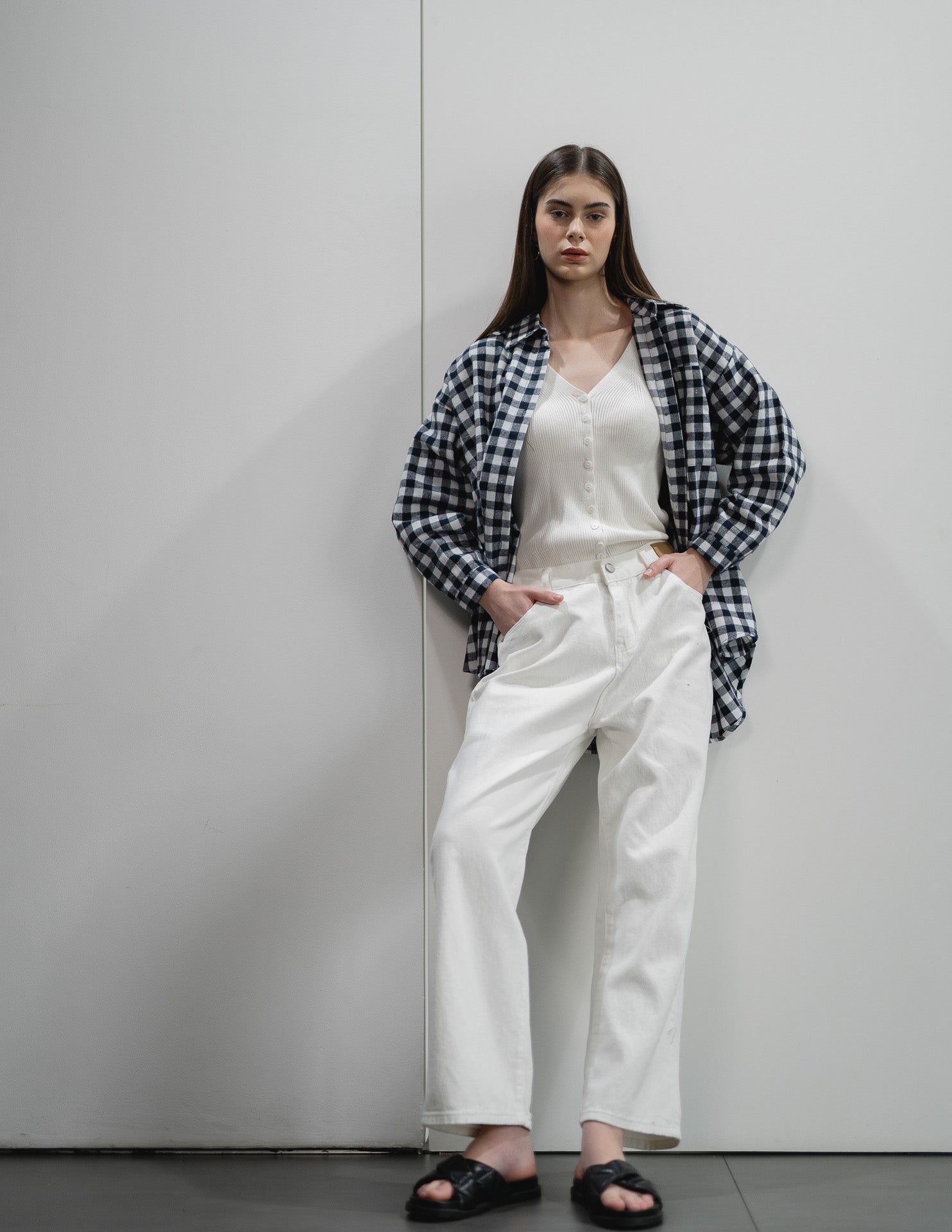 Jill Flannel small Tartan Oversize Navy Shirt – 611532