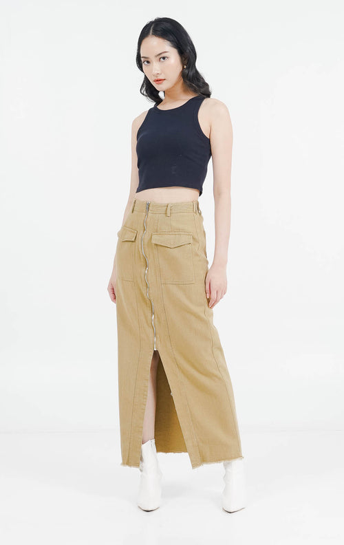 ES Chara Zipper Skirt Brown