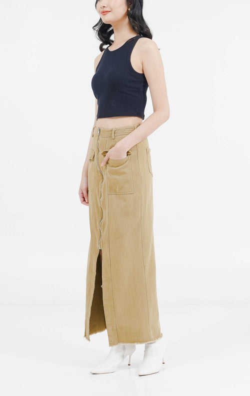 ES Chara Zipper Skirt Brown