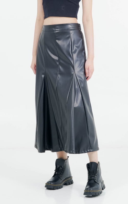 ES Revel Leather Skirt Black
