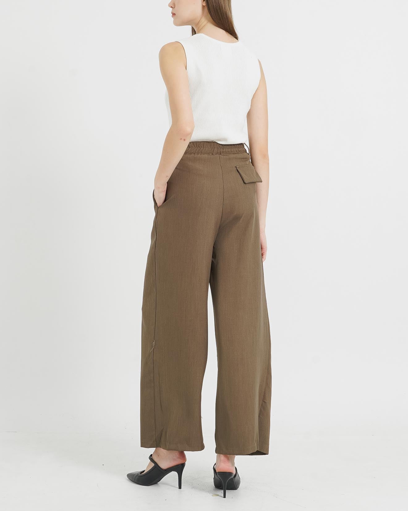 Sydney Wide Leg Brown Pants - Celana Formal Wanita - 288412