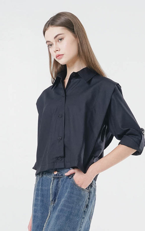 Riley Oversized Black Shirt β Kemeja Casual Wanita