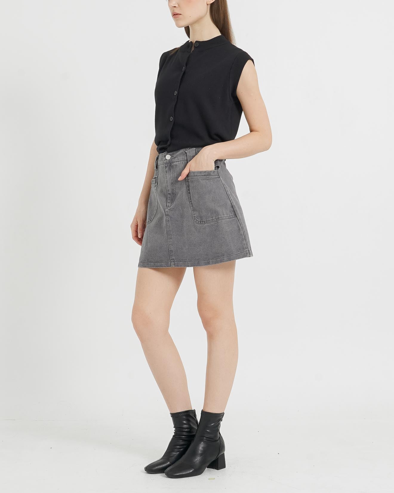 Roxy A-Line Denim Grey Skort - Celana Pendek Rok Wanita - 289510