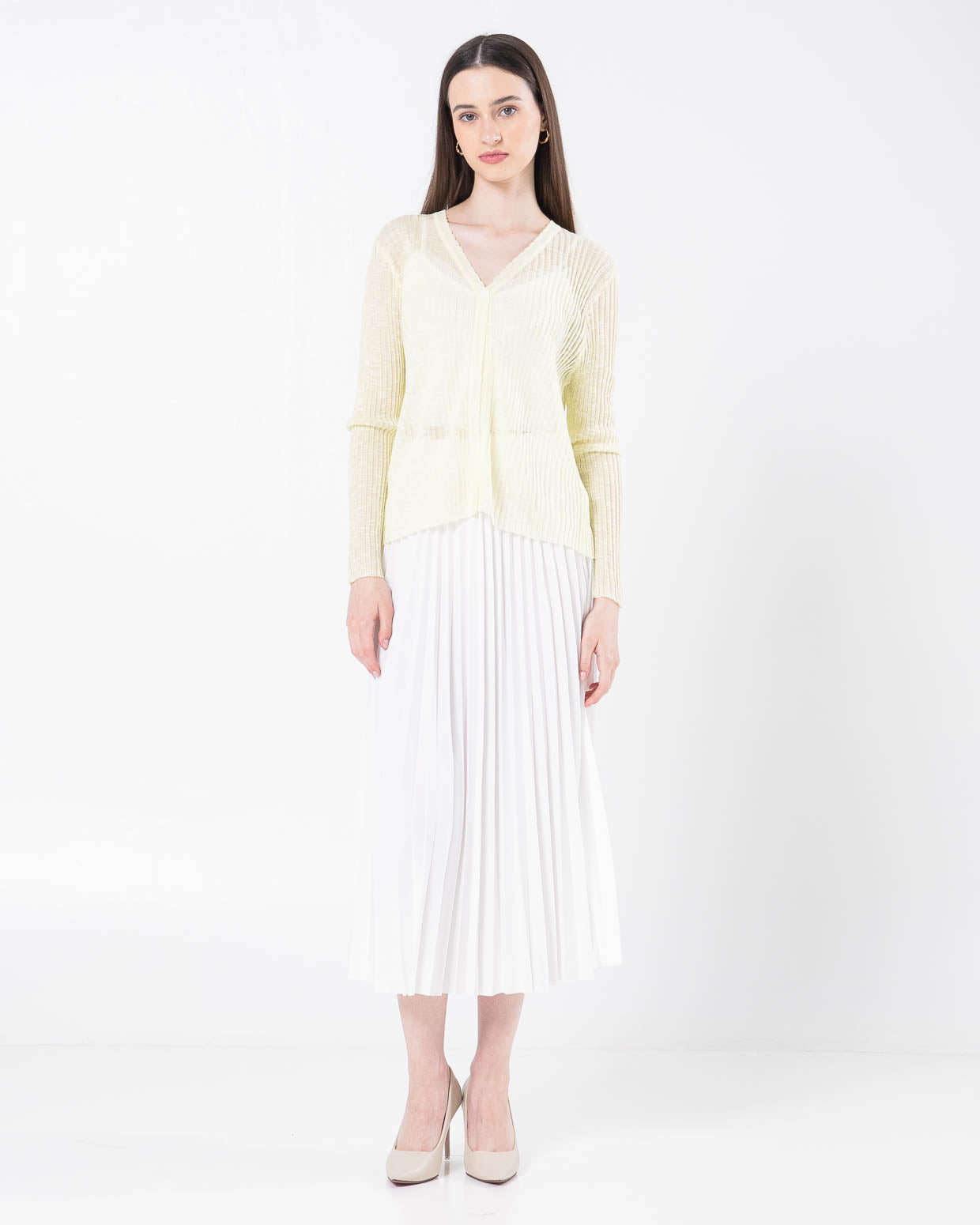 Nora Sheer Yellow Cardigan – Outer Wanita Lengan Panjang - 189389