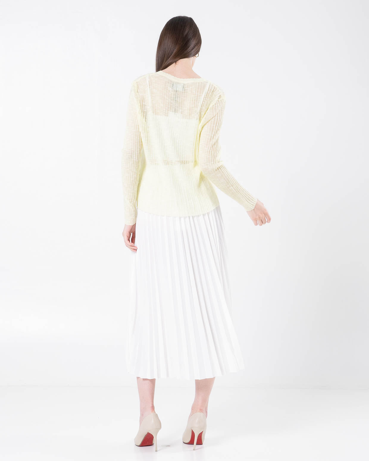 Nora Sheer Yellow Cardigan – Outer Wanita Lengan Panjang - 189389
