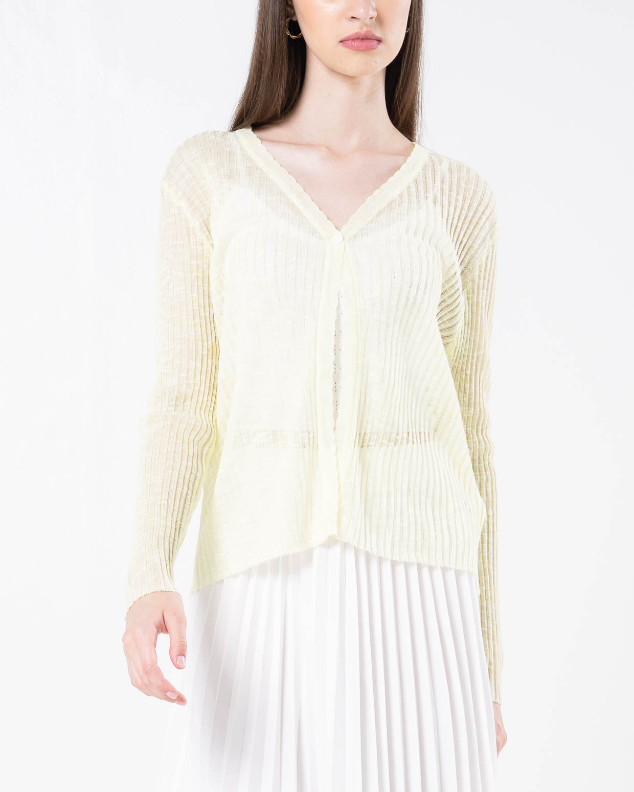 Nora Sheer Yellow Cardigan – Outer Wanita Lengan Panjang - 189389