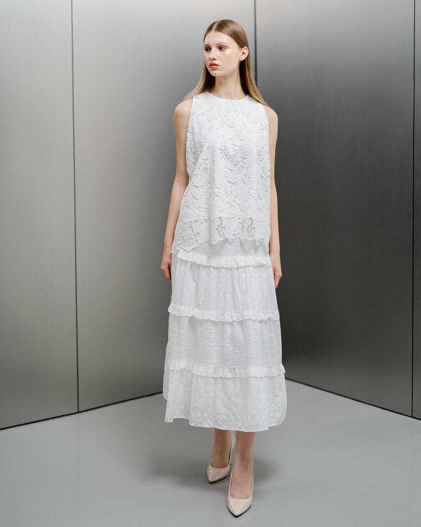 Delanie Crochet White Top – Blouse Wanita Mewah - 189928
