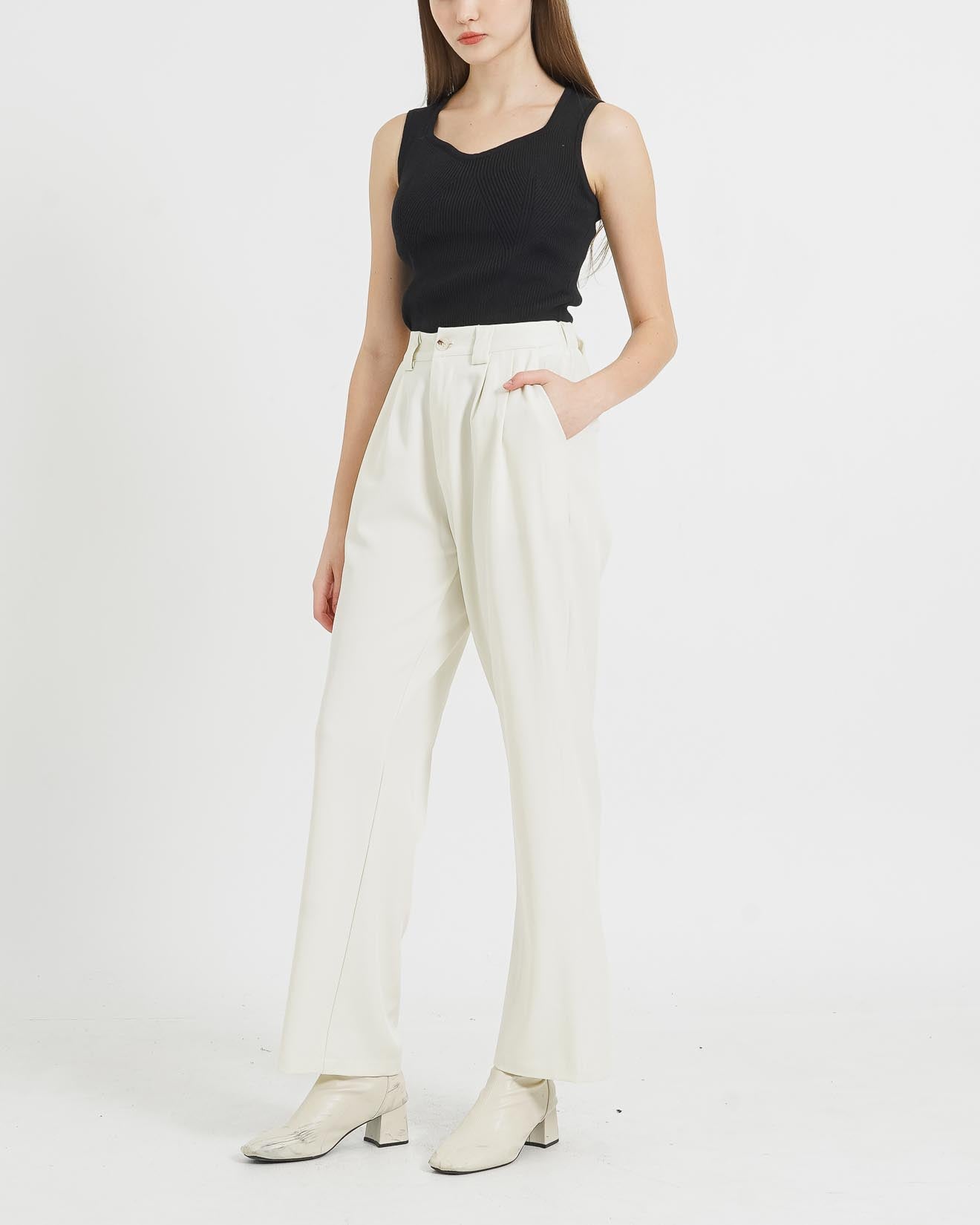 Claude Straight Ivory Pants - Celana Formal Wanita - 288928