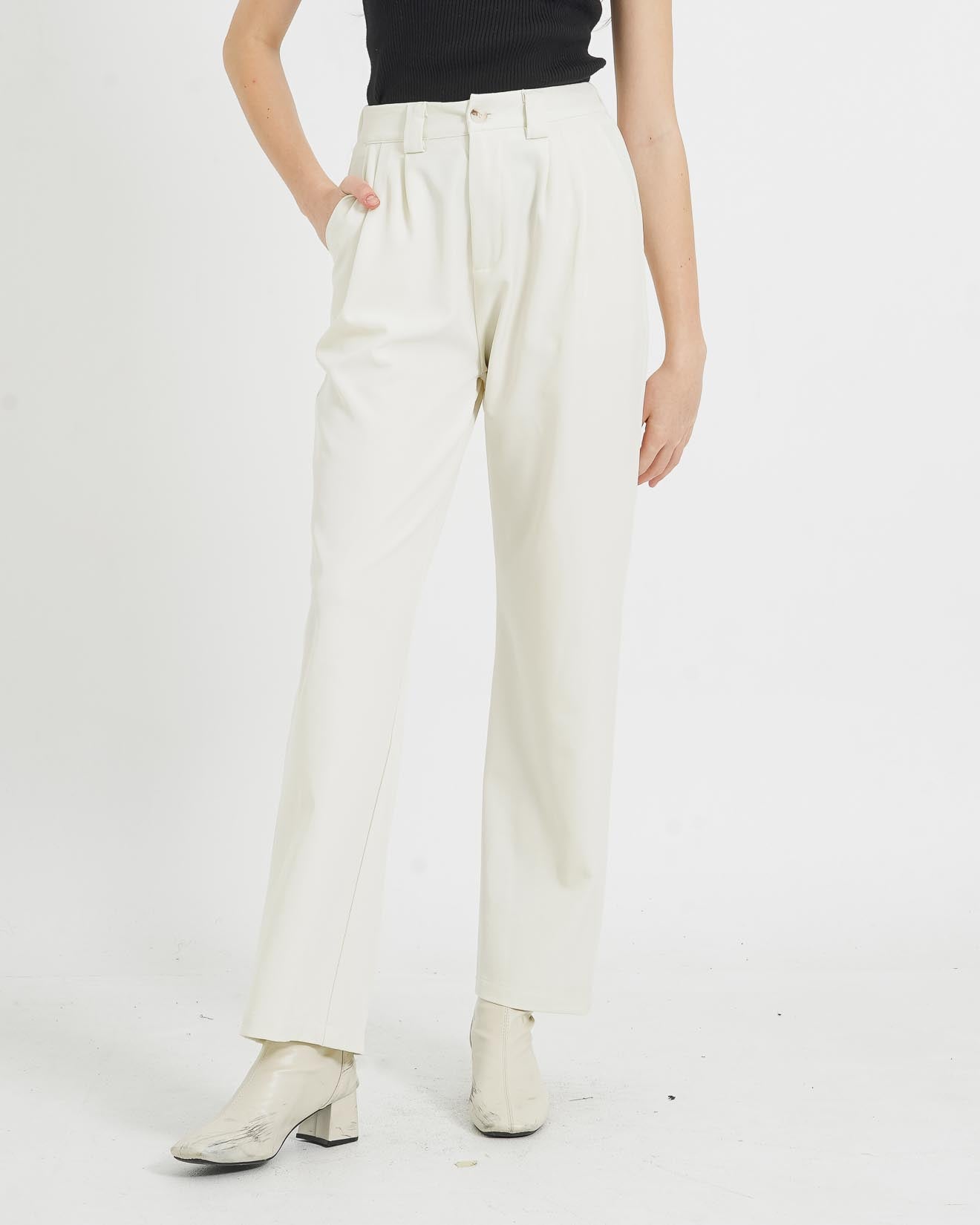 Claude Straight Ivory Pants - Celana Formal Wanita - 288928