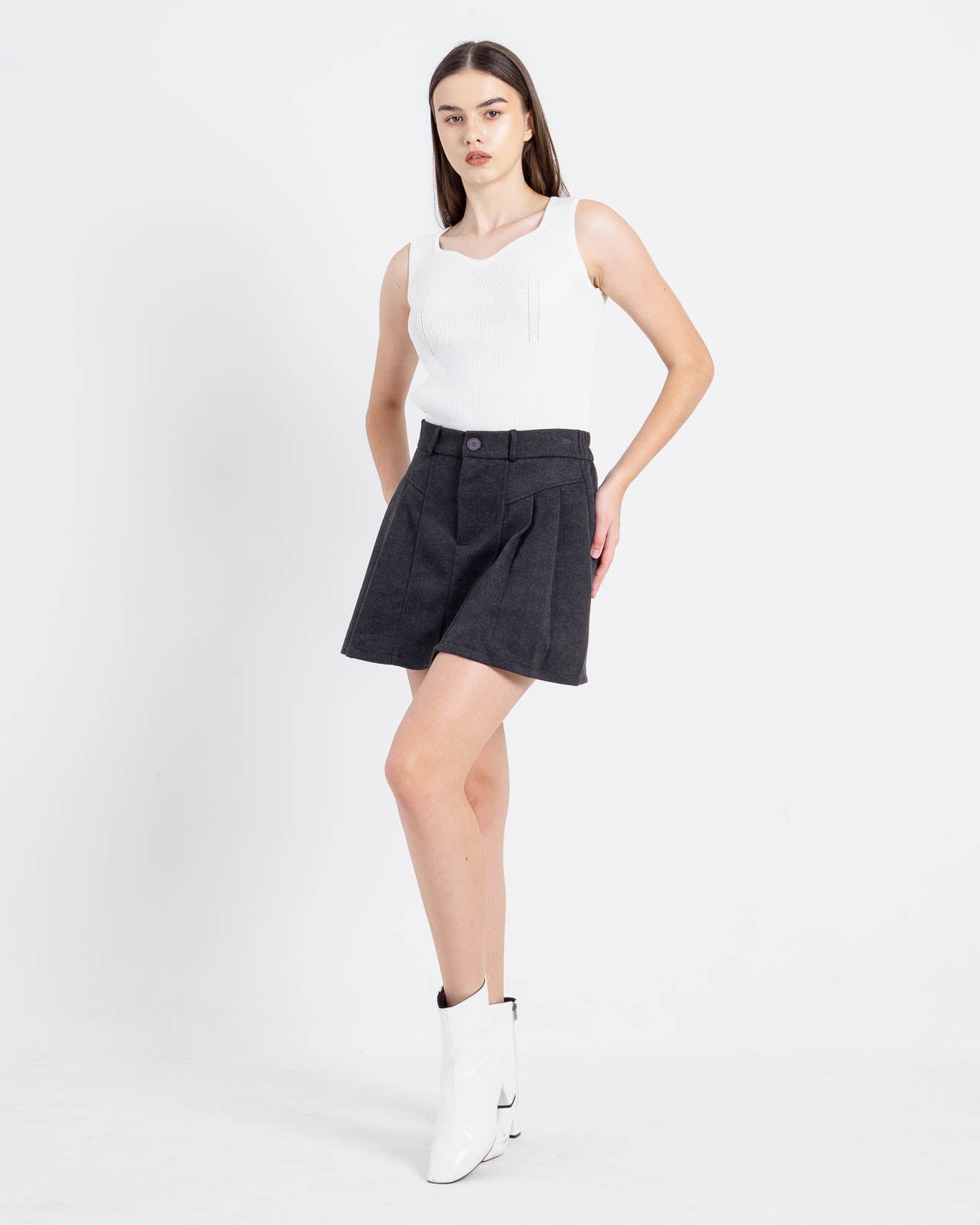 Anya Wool Dark Skort Grey