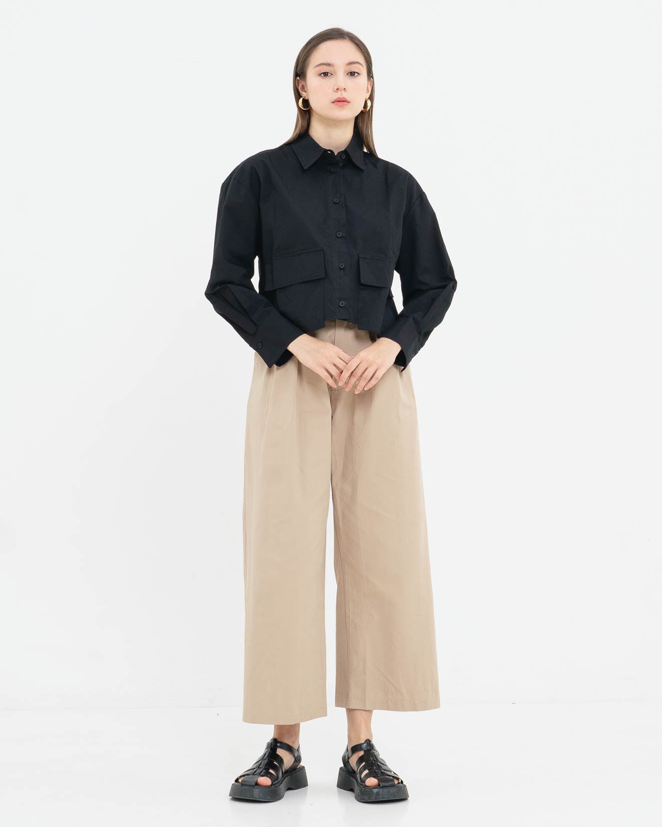 Josie Crop Black Shirt – Atasan Wanita - 188246