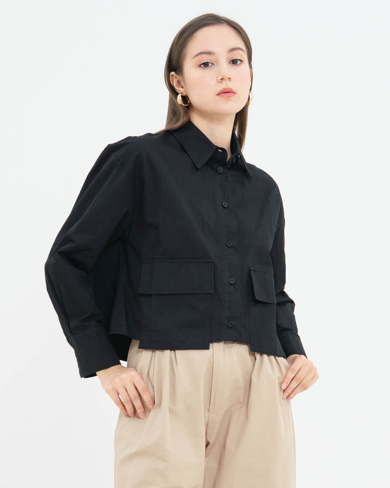 Josie Crop Black Shirt – Atasan Wanita - 188246
