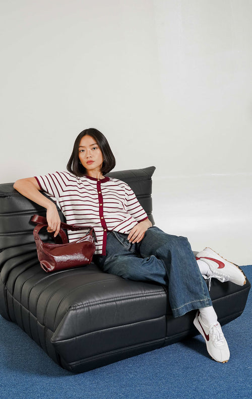 Rerena Top Maroon Striped