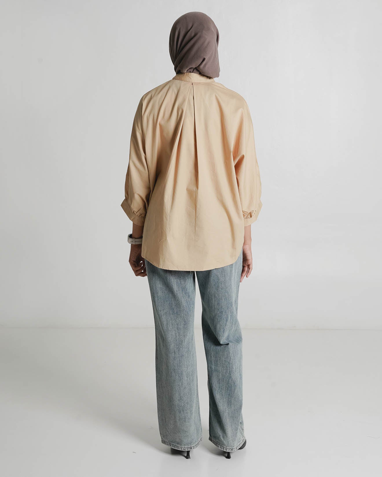 Ginera Top Brown - Atasan Wanita Lengan Panjang Hijab Friendly