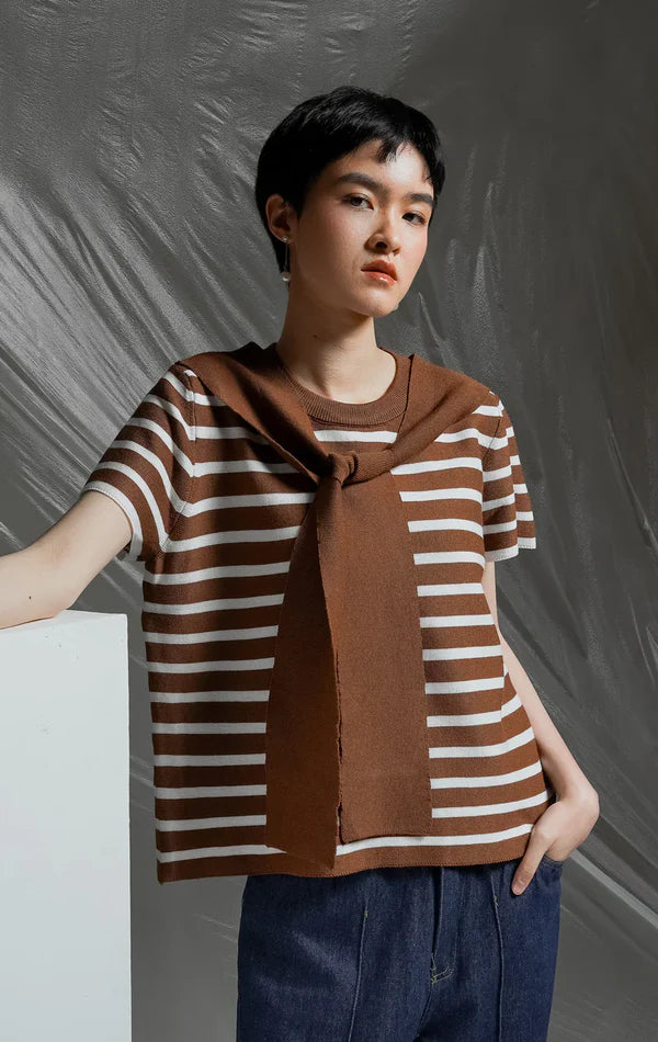 Alicia Top Brown Striped