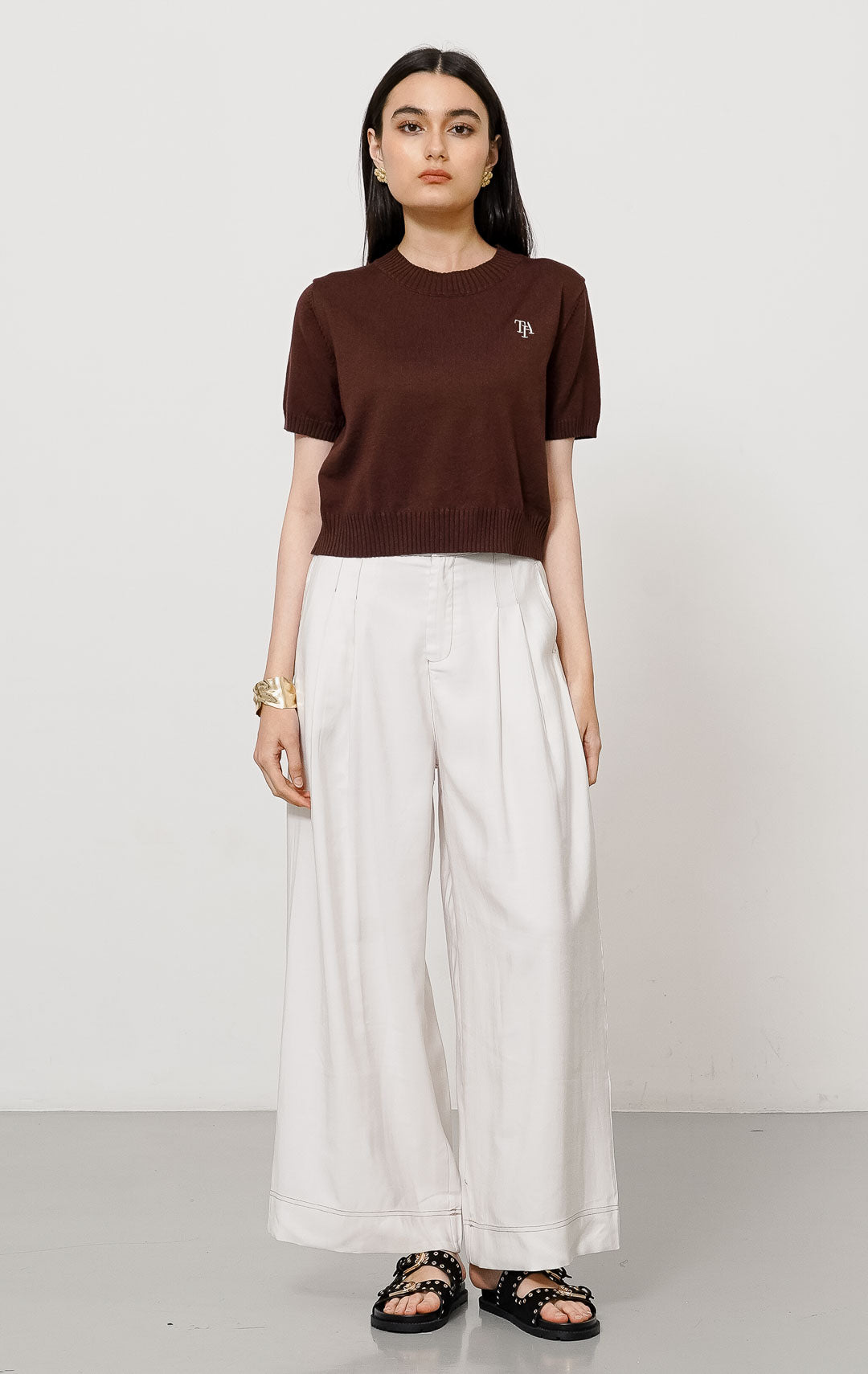 TIA Knit Top Brown