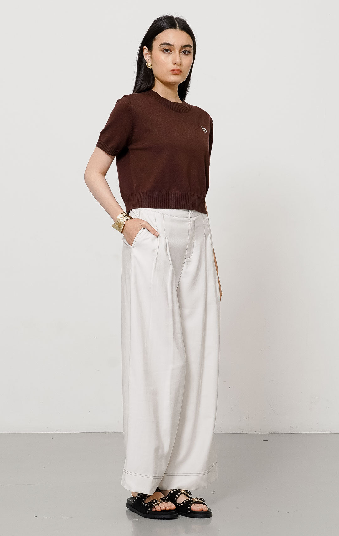 TIA Knit Top Brown