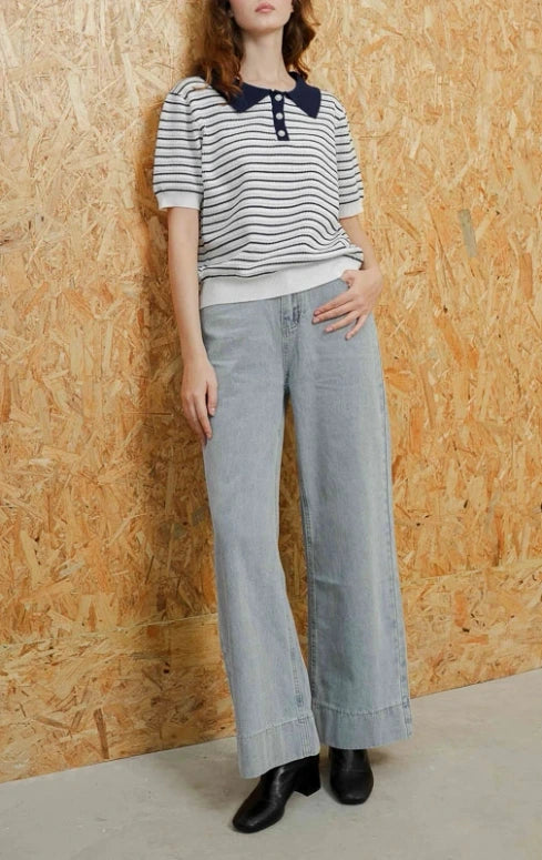 Hailey Top Navy Striped