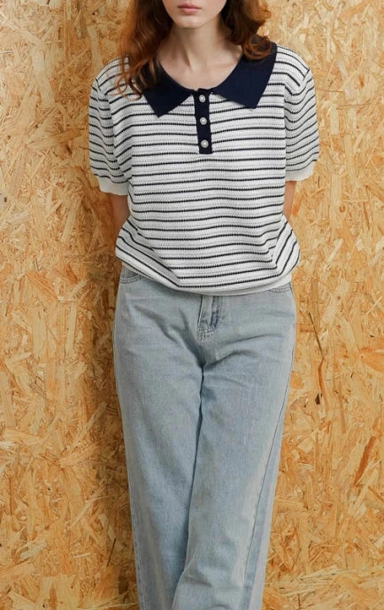 Hailey Top Navy Striped