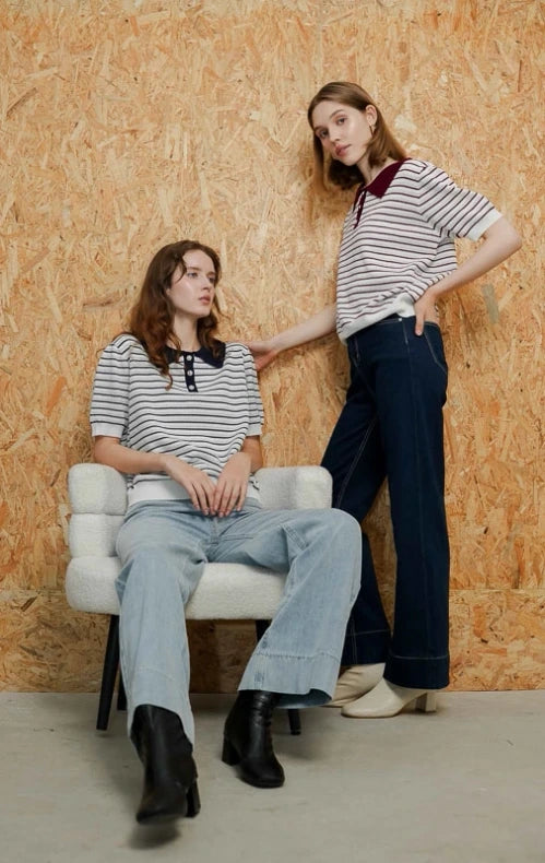 Hailey Top Maroon Striped