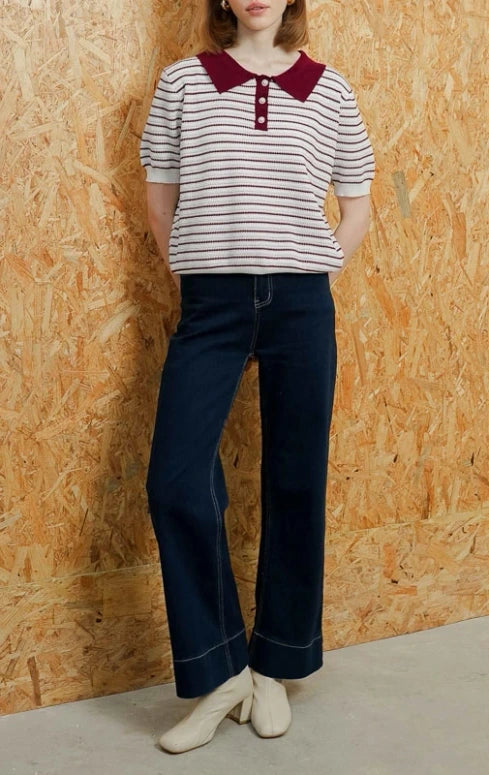 Hailey Top Maroon Striped
