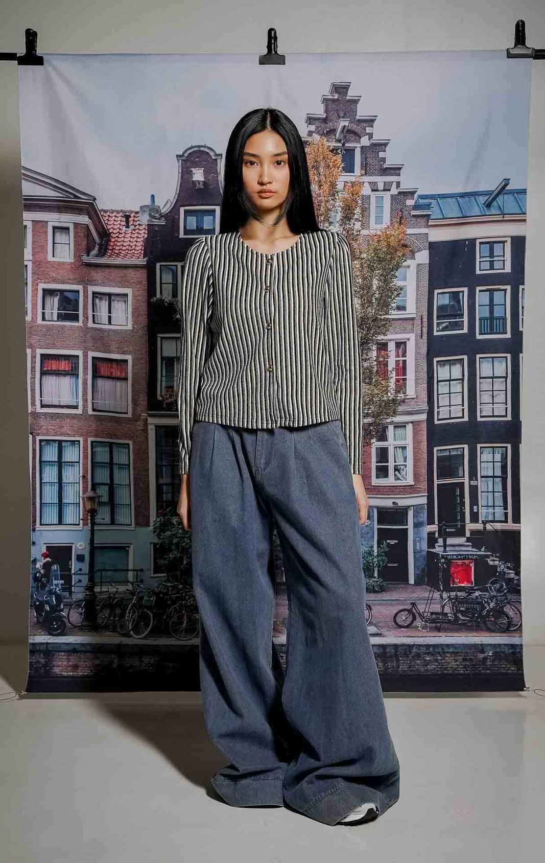 Calianna Top Black Striped